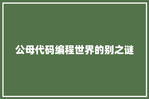 公母代码编程世界的别之谜