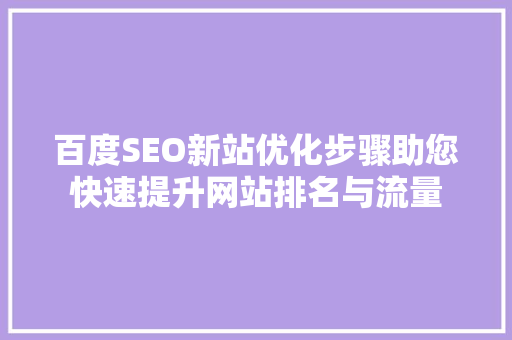 百度SEO新站优化步骤助您快速提升网站排名与流量