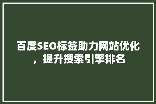 百度SEO标签助力网站优化，提升搜索引擎排名