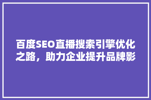 百度SEO直播搜索引擎优化之路，助力企业提升品牌影响力