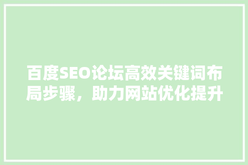 百度SEO论坛高效关键词布局步骤，助力网站优化提升排名