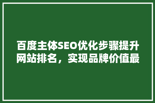 百度主体SEO优化步骤提升网站排名，实现品牌价值最大化