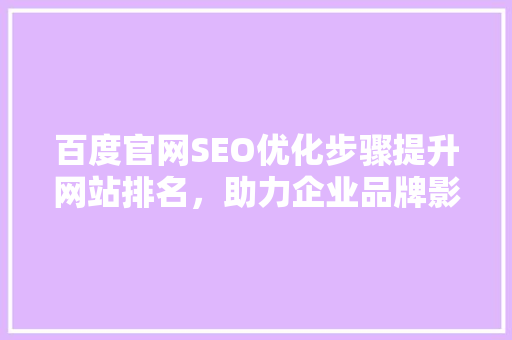 百度官网SEO优化步骤提升网站排名，助力企业品牌影响力