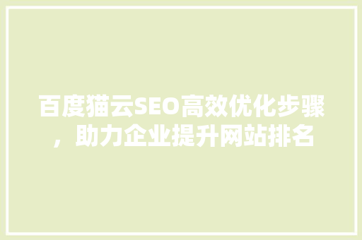 百度猫云SEO高效优化步骤，助力企业提升网站排名