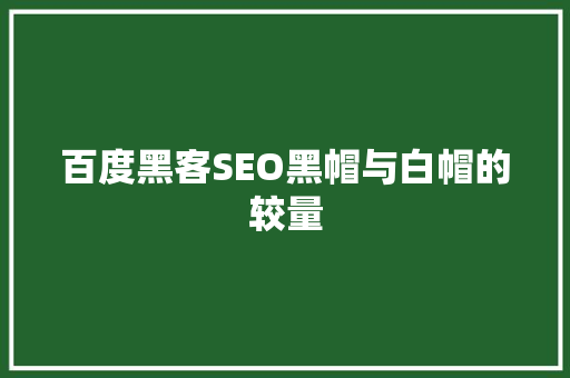 百度黑客SEO黑帽与白帽的较量