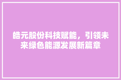 皓元股份科技赋能，引领未来绿色能源发展新篇章