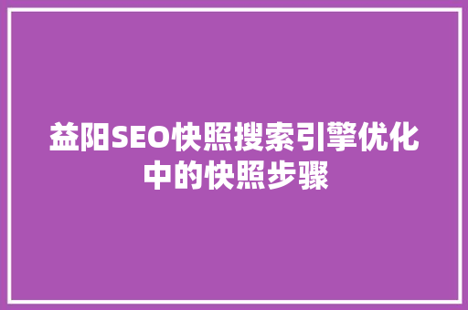 益阳SEO快照搜索引擎优化中的快照步骤