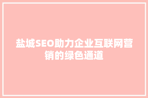 盐城SEO助力企业互联网营销的绿色通道