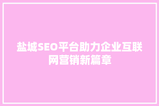 盐城SEO平台助力企业互联网营销新篇章