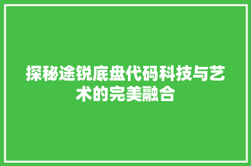 探秘途锐底盘代码科技与艺术的完美融合