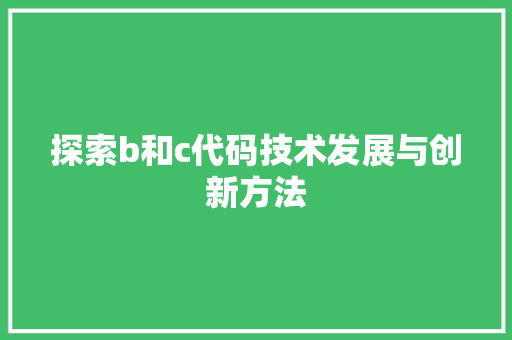 探索b和c代码技术发展与创新方法