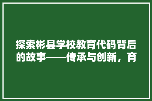 探索彬县学校教育代码背后的故事——传承与创新，育人为本