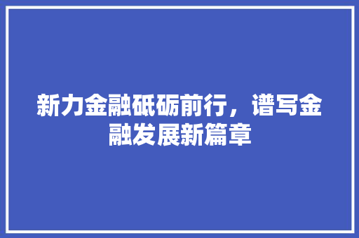 新力金融砥砺前行，谱写金融发展新篇章