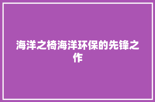 海洋之椅海洋环保的先锋之作