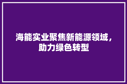 海能实业聚焦新能源领域，助力绿色转型