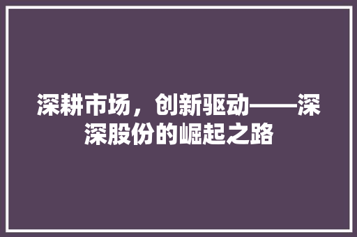 深耕市场，创新驱动——深深股份的崛起之路