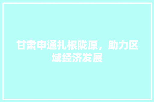 甘肃申通扎根陇原，助力区域经济发展