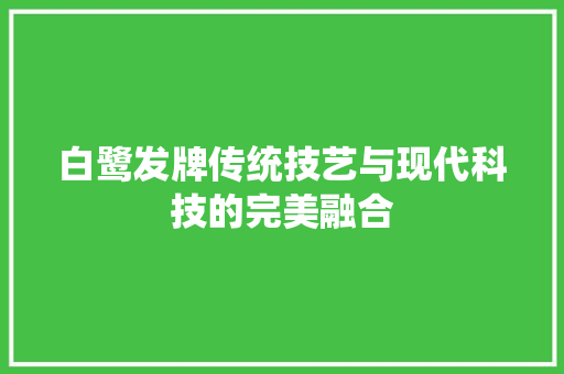 白鹭发牌传统技艺与现代科技的完美融合