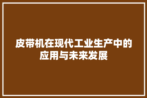 皮带机在现代工业生产中的应用与未来发展