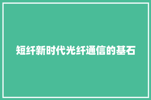 短纤新时代光纤通信的基石