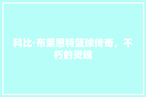 科比·布莱恩特篮球传奇，不朽的灵魂