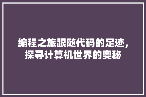 编程之旅跟随代码的足迹，探寻计算机世界的奥秘