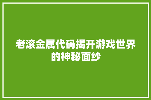 老滚金属代码揭开游戏世界的神秘面纱