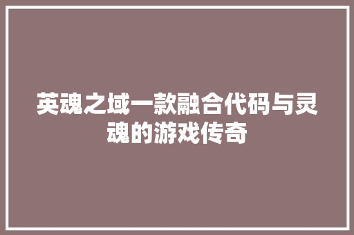 英魂之域一款融合代码与灵魂的游戏传奇