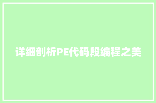 详细剖析PE代码段编程之美