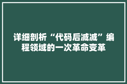 详细剖析“代码后减减”编程领域的一次革命变革