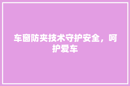 车窗防夹技术守护安全，呵护爱车