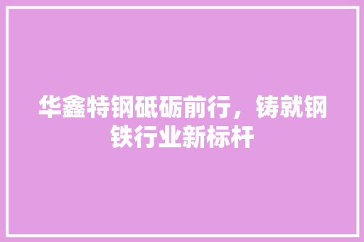 华鑫特钢砥砺前行，铸就钢铁行业新标杆