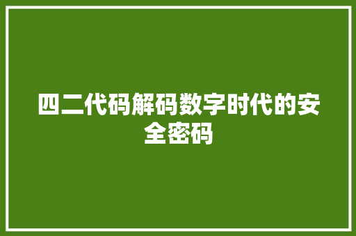 四二代码解码数字时代的安全密码