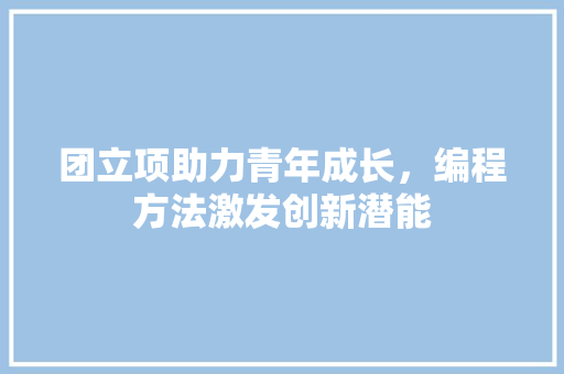 团立项助力青年成长，编程方法激发创新潜能