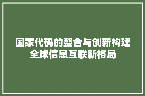 国家代码的整合与创新构建全球信息互联新格局