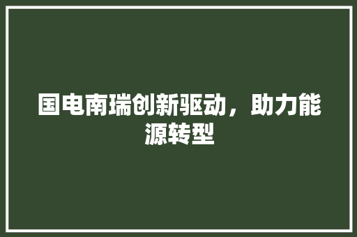 国电南瑞创新驱动，助力能源转型