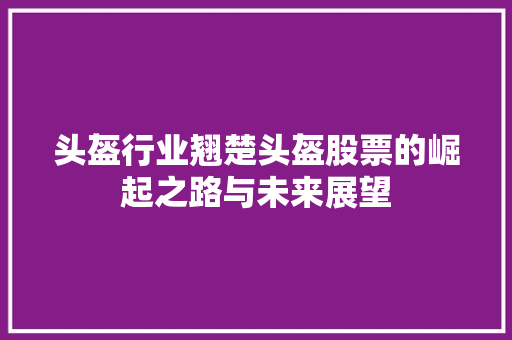 头盔行业翘楚头盔股票的崛起之路与未来展望