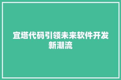 宜塔代码引领未来软件开发新潮流