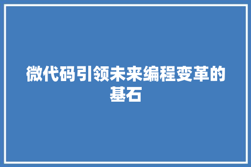 微代码引领未来编程变革的基石