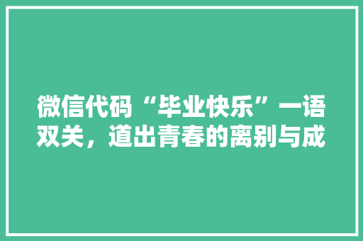 微信代码“毕业快乐”一语双关，道出青春的离别与成长