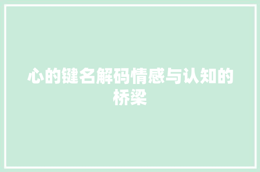 心的键名解码情感与认知的桥梁