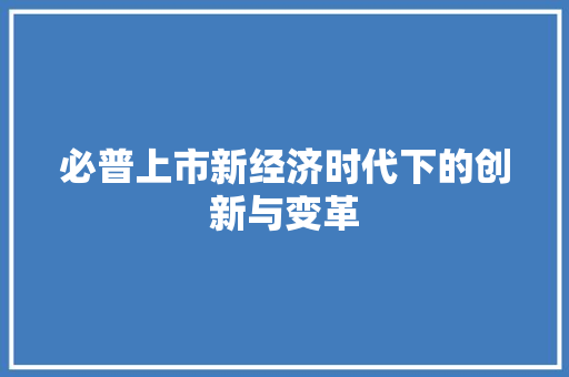 必普上市新经济时代下的创新与变革