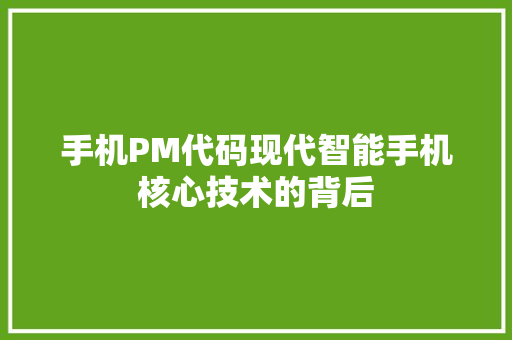 手机PM代码现代智能手机核心技术的背后