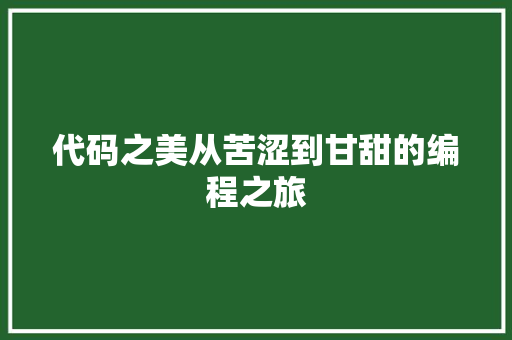 代码之美从苦涩到甘甜的编程之旅