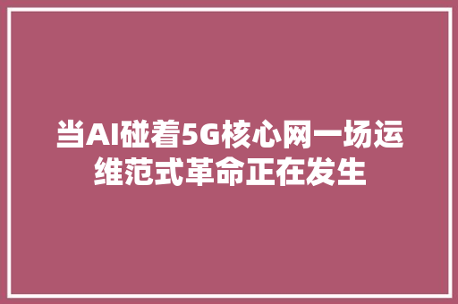 当AI碰着5G核心网一场运维范式革命正在发生