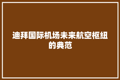 迪拜国际机场未来航空枢纽的典范