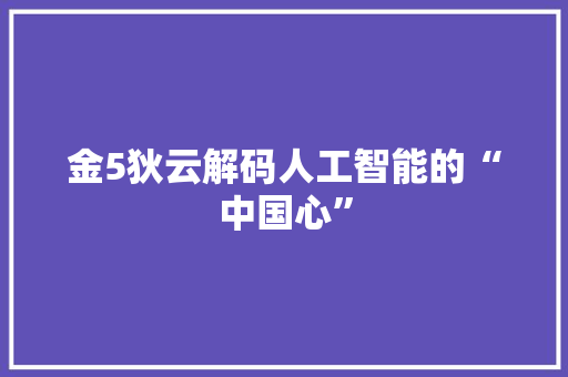 金5狄云解码人工智能的“中国心”