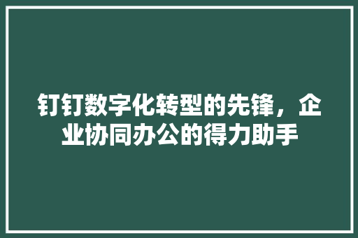 钉钉数字化转型的先锋，企业协同办公的得力助手