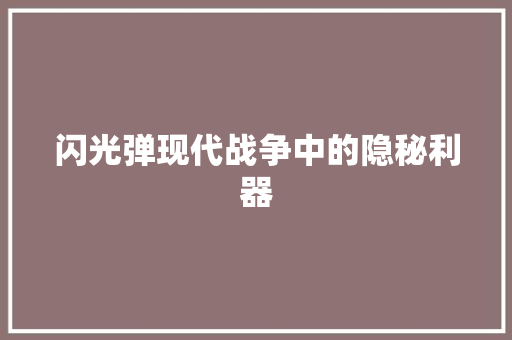 闪光弹现代战争中的隐秘利器