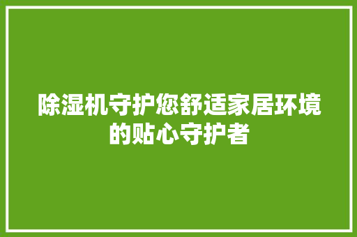 除湿机守护您舒适家居环境的贴心守护者